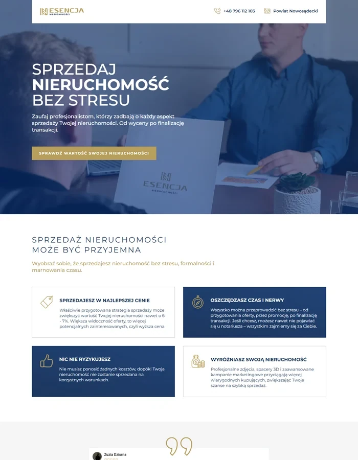 Podgląd landingu dla agentów nieruchomości