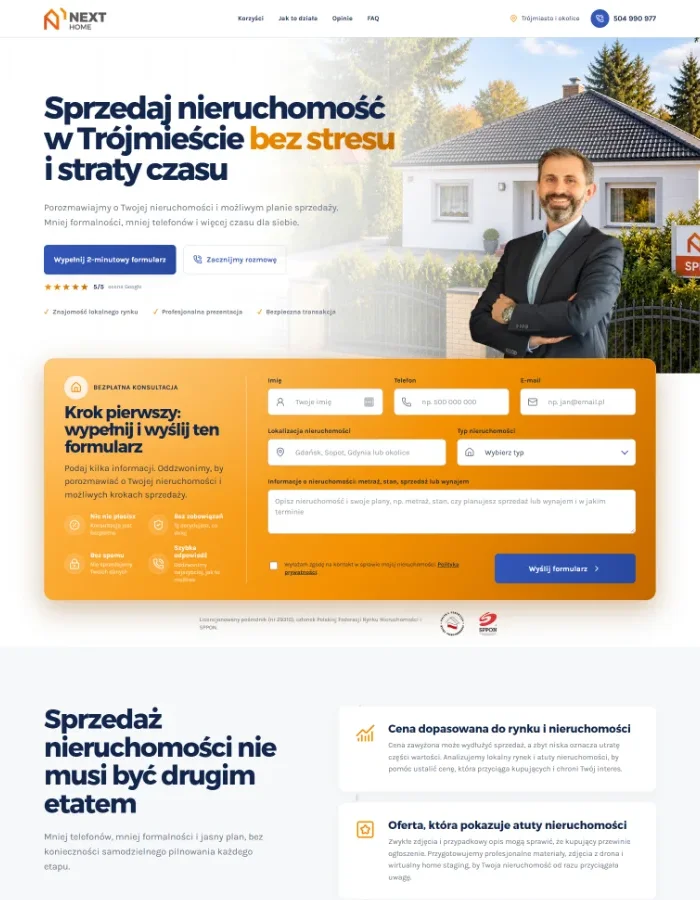 Podgląd strony agencji nieruchomości Next Home